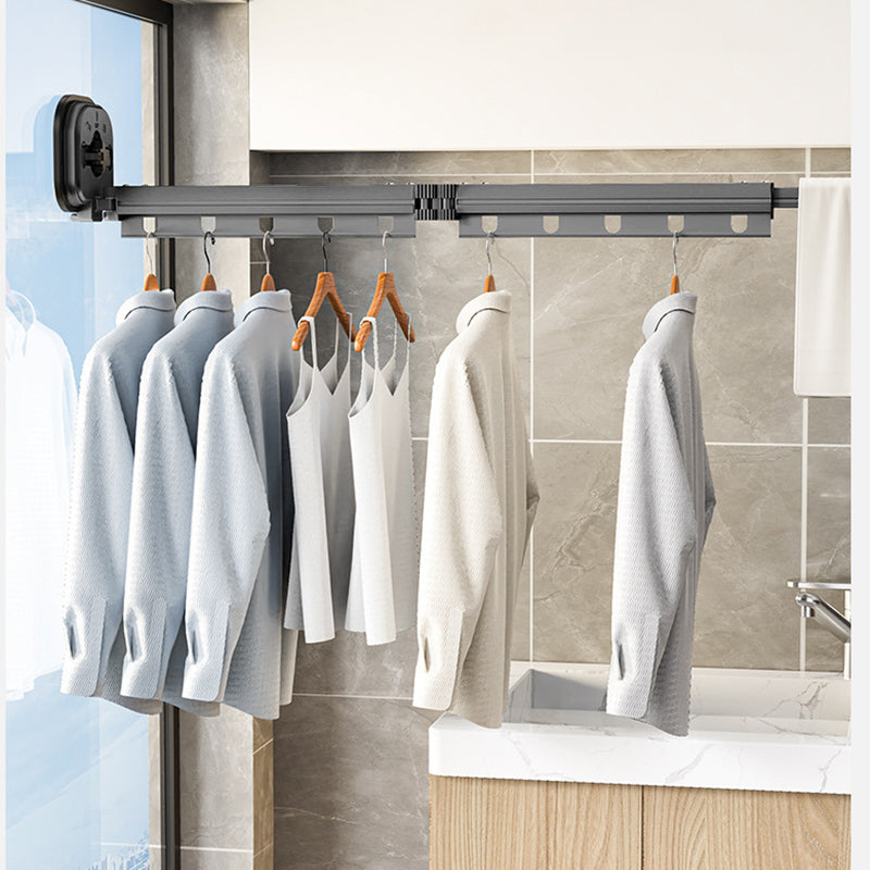 Wall-Mounted Folding Drying Rack – Suction Cup Aluminum Retractable Clothes Hanger