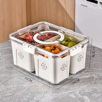 Divided Snack Box with Lid – Portable Food Container for Fruits, Nuts & Snacks