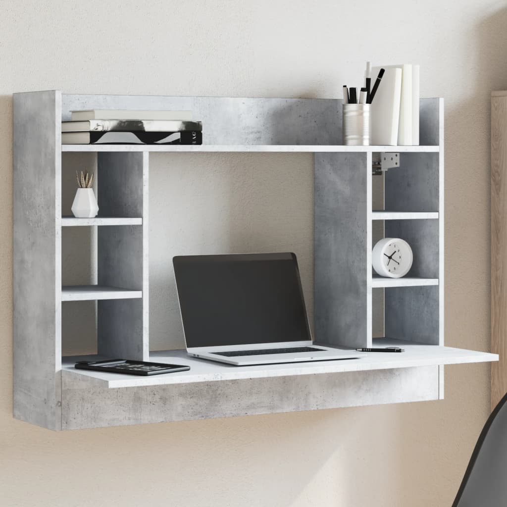 Wall-Mounted Desk 105 cm – Space-Saving Wooden Workstation with Storage