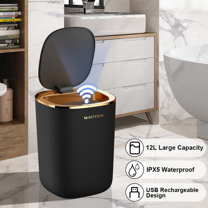 Smart Sensor Trash Can 12L – Touchless, Modern Bin with Lid
