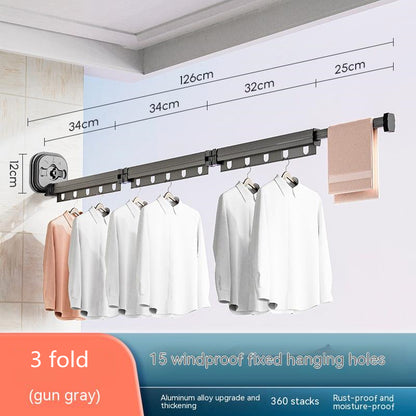 Wall-Mounted Folding Drying Rack – Suction Cup Aluminum Retractable Clothes Hanger