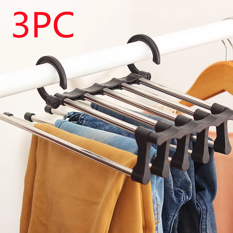 Telescopic Folding Pants Hanger – Stainless Steel Space-Saving Closet Organizer