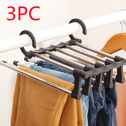 Telescopic Folding Pants Hanger – Stainless Steel Space-Saving Closet Organizer