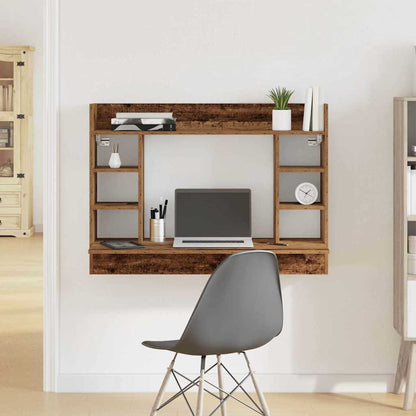 Wall-Mounted Desk 105 cm – Space-Saving Wooden Workstation with Storage
