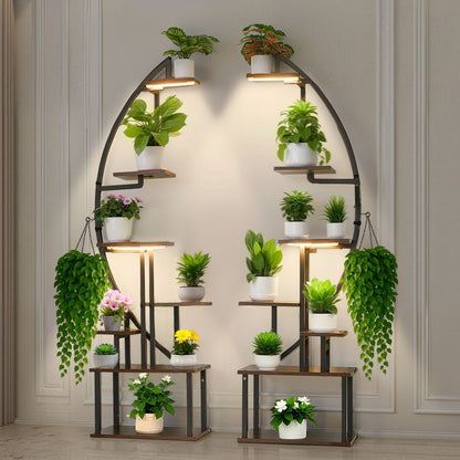 2-Pack 7-Tier Plant Stand with Grow Lights – Indoor Flower Shelf with Full-Spectrum LED (1665 mm)