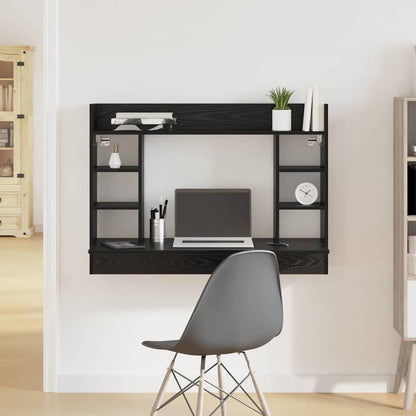 Wall-Mounted Desk 105 cm – Space-Saving Wooden Workstation with Storage