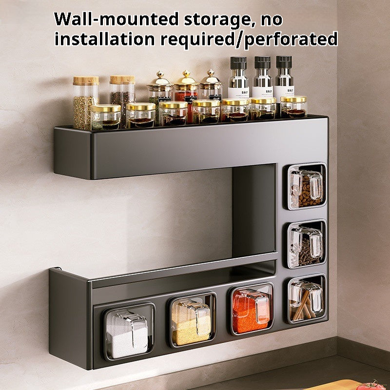 Wall-Mounted Kitchen Storage Rack – Modular Stainless Steel Organizer for Bottles & Cans