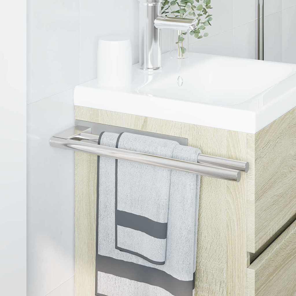 Wall-Mounted Towel Holder 40 cm – Brushed Stainless Steel Bathroom Rack